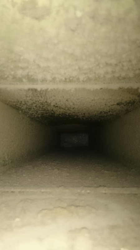 Air duct buildup before cleaning